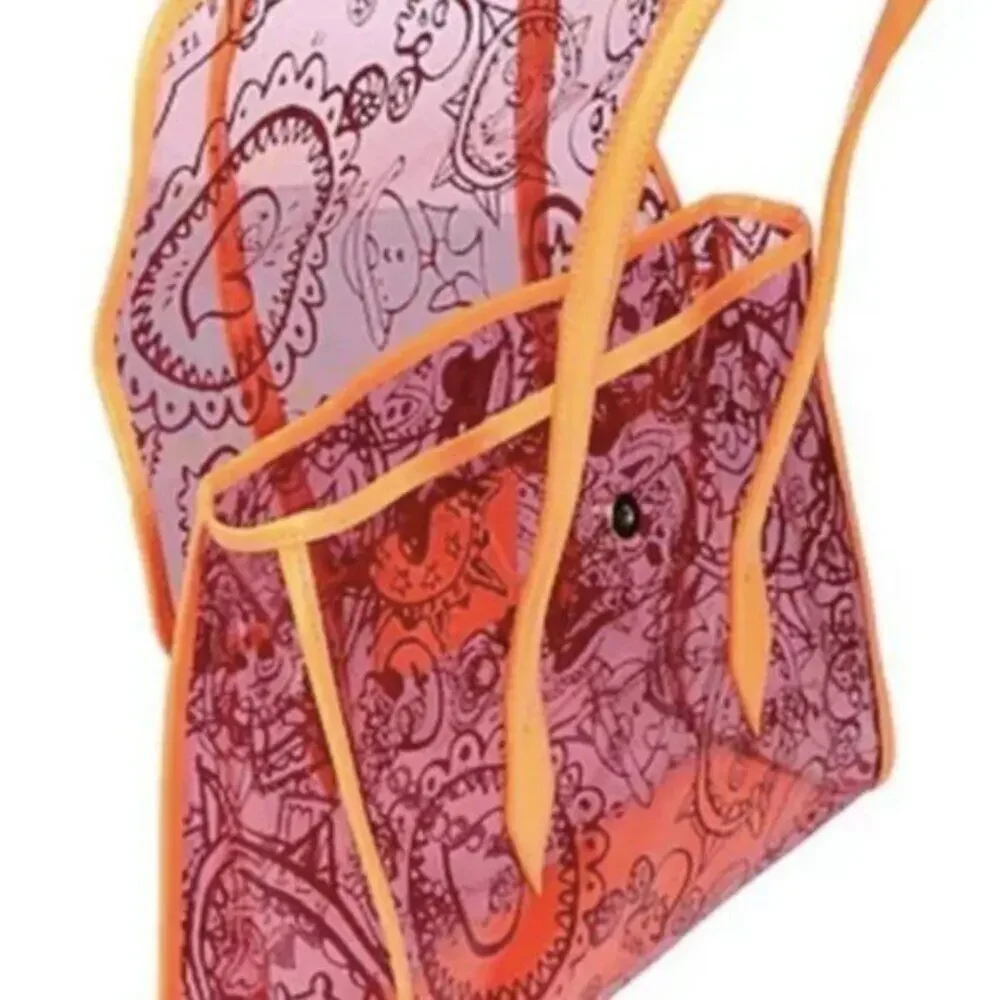 Clear Pink PVC Vivienne Westwood tote with Orange leather trim
